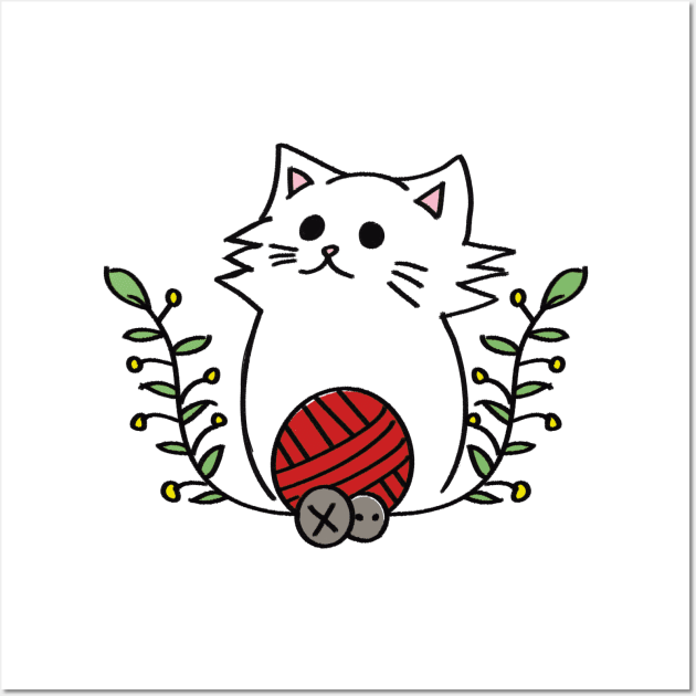 Cat, Ball of yarn Wall Art by Joyouscrook